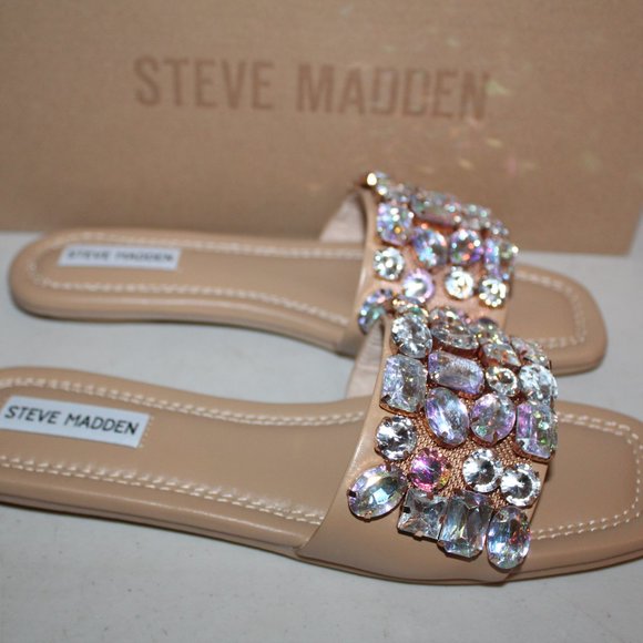 STEVE MADDEN MALINA RHINESTONE SANDALS SLIDES 8 - Picture 2 of 6